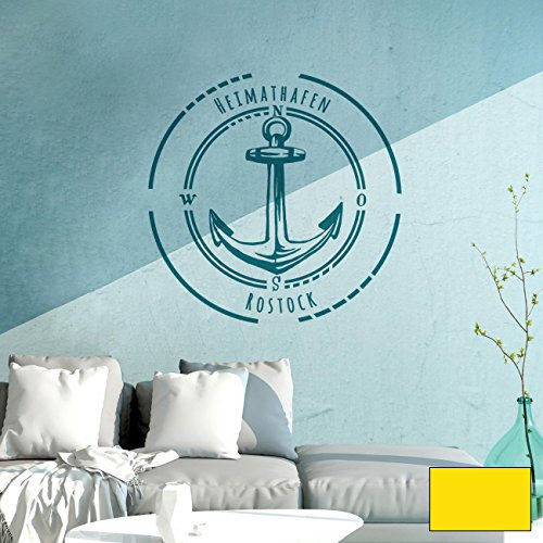 Wandtattoo Wandbild Wandaufkleber Aufkleber Heimathafen Rostock Anker M2078 ilka parey wandtattoo-welt® - ausgewählte Farbe: *sonnengelb* ausgewählte Größe: *M - 35cm breit x 35cm hoch*