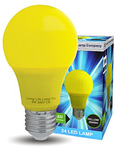 Bright 5w LED Coloured GLS Light Bulb Yellow E27 Edison Screw Fitting