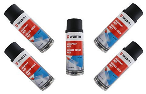 5x400ml Würth Paint Spray Paint Can Matt Black Ral 9005 Jet Black Spray Can