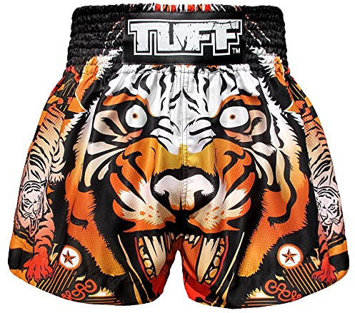 Tuff Sport Boxen Muay Thai Shorts Tiger Kick Martial Arts Training Gym Kleidung Trunks, Orange Tiger, Medium