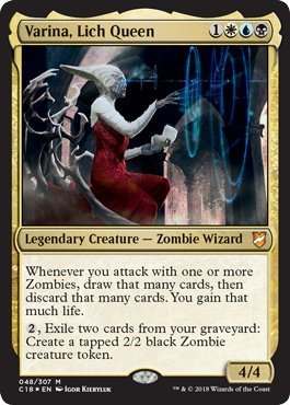 Wizards of the Coast - Tarjeta Magic: the Gathering Commander - Varina, Reina Exánime - 1 tarjeta dorada - Excelente estado - 2018