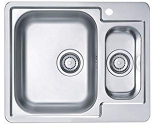 VBChome: Einbauspüle mit Hahnloch Rechts 615x500 mm Camping Küchenspüle - Leinenstruktur Alveus Line 50 Spülbecken EDELSTAHL Camping 1,5 Becken Ablaufgarnitur