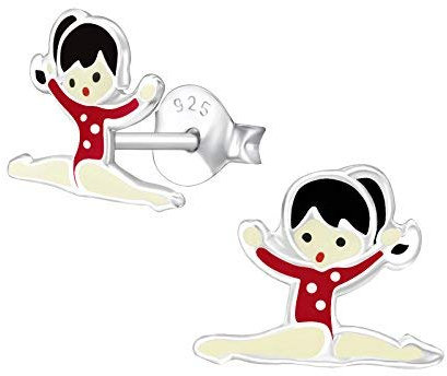 Monkimau Premium Kinder Silber Ballerina Ohrstecker mit Kristall | 925 Hypoallergen Kinderohrringe | Mädchen Schmuck Geschenk Geschenkidee