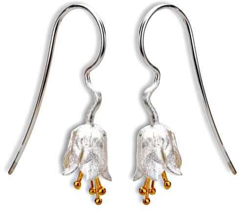 MadamLili - Ohrringe Silber Glockenblumen - 925 Sterling Echtsilber Vergoldet - Bicolor Staubblätter mit Geschenkbox