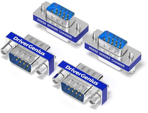 DriverGenius 9-Pin Serieller RS232 Gender-Changer -Stecker/Stecker Adapter (Metall, RS232M2M-4A, 4 Stück/Packung)