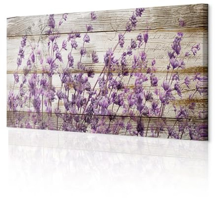 decomonkey Bilder Blumen Lavendel 135x45 cm 1 Teilig Leinwandbilder Natur | Strukturleinwand, Holzkeilrahmen, Bild auf Leinwand, Wandbild, Kunstdruck, Wanddeko, Wohnzimmer, Wanddekoration, Holz