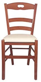 Sedia Loire, in Legno Massello, Varie Sedute e Colori, Imbottita, Alta qualità, ORDINE MINIMO 2 PEZZI (Ciliegio, Imbottita Beige)