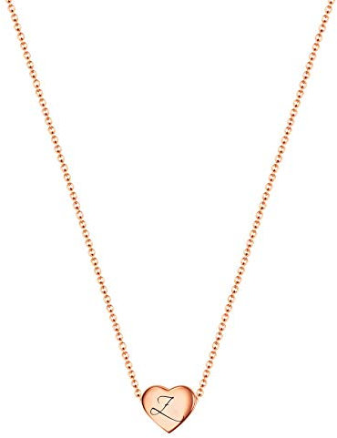 VQYSKO Necklace Ladies Heart Letter Chain-Stainless Steel Name Chains, Exquisitely Small(For Women/Girls/Mom) Birthday Gift, Valentine's Day present (Rose gold-Z)