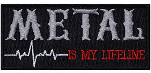 Heavy Metal Patch zum annähen/aufbügeln | Metal is my lifeline Aufnäher Biker Aufbügler Festival | Heavy Metal Metal Kutten Bügelbilder Applikation Jeans-Weste/Outdoor/Festival | 90x40mm