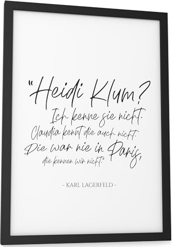 Papierschmiede® Bilder Home Kunstdruck mit Rahmen A4 (21x30 cm) Spruch Poster Zuhause Schrift Bild Wanddeko in schwarz weiß, Sprüche für Wohnzimmer Büro Küche, Heidi Klum