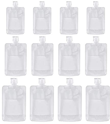 Enkomy 12 Stück Portable Travel Fluid Makeup Packing Bag,Transparenter Clamshell-Verpackungsbeutel aus Kunststoff, Nachfüllbarer Leerer Quetschbeutel