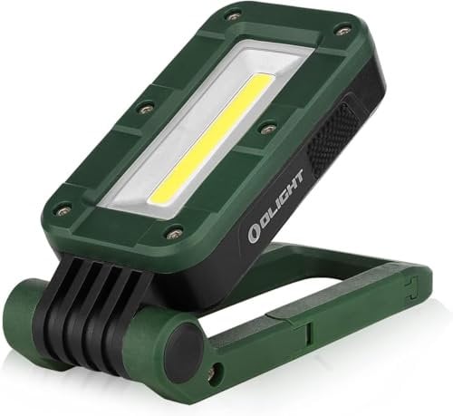 OLIGHT Swivel Luce Attrezzi COB Ricaricabile Compatta LED da 400 lumen, Staffa Regolabile con Base Magnetica e Gancio, Autonomia di 90 Ore, Adatta per Officina,Campeggio, Luce D'emergenza (Verde)