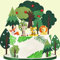 KKSJK 14 Stück Dschungel Tortendeko Set, 4 Stück Tier Cake Toppers, 10 Stück Baum Tortenaufleger, Kinder Wald Thema Party Kuchen Zubehör, Geburtstag Party Decoration für Mädchen und Jungen