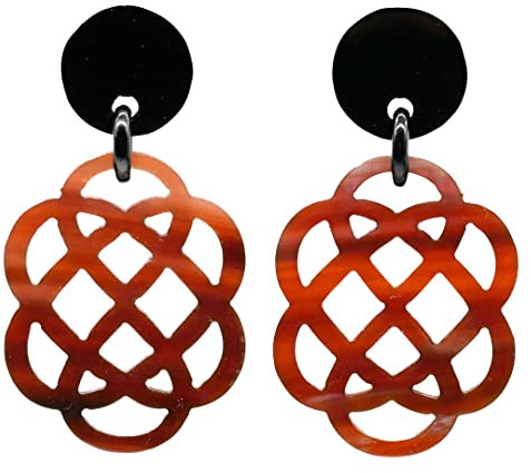 Feliss Damen Boho Ohrringe Ohrstecker hängend afrikanischer Schmuck aus 100% Horn. Große Ohrhänger in braun, kleines Geschenk. Hippie earrings aesthetic