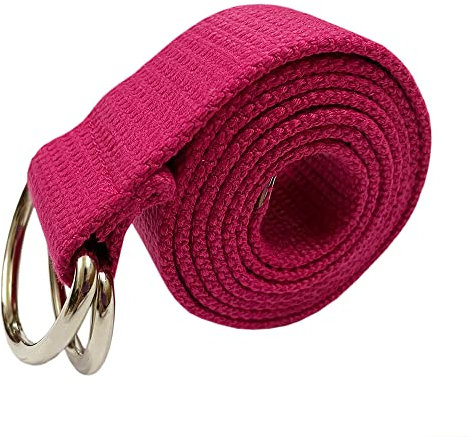 Oneyijun Tressé Toile Ceinture Femmes Hommes avec Double Argent Métal Boucle d'anneau en D Décontractée Unisexe 113cm