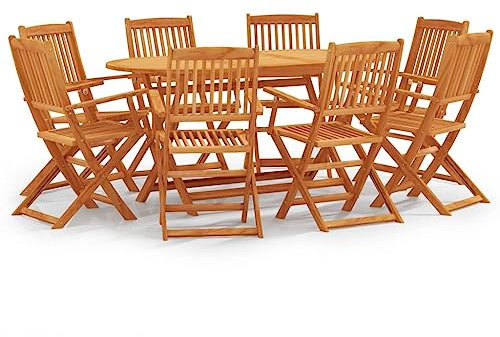 vidaXL Eukalyptusholz Massiv Gartenmöbel 9-TLG. Klappbar Gartengarnitur Sitzgarnitur Gartenset Sitzgruppe Gartentisch Gartenstuhl Tisch Stühle