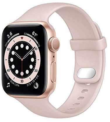 Lobnhot compatibile per Cinturino Apple Watch 45mm 46mm 42mm 44mm,cinturino di ricambio in silicone morbido sportivo compatibile con iWatch Series 10 9 8 7 6 5 4 3 2 1 SE per donna uomo, Sabbia rosa