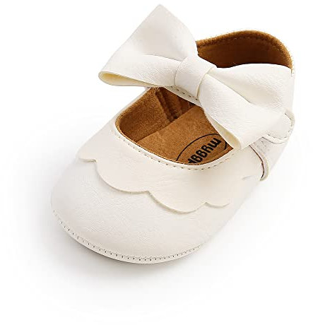 MASOCIO Scarpe Neonata Ballerina Scarpine Primi Passi Battesimo Scarpette Bimba Femmina Taglia 19 6-12 Mesi Bianco