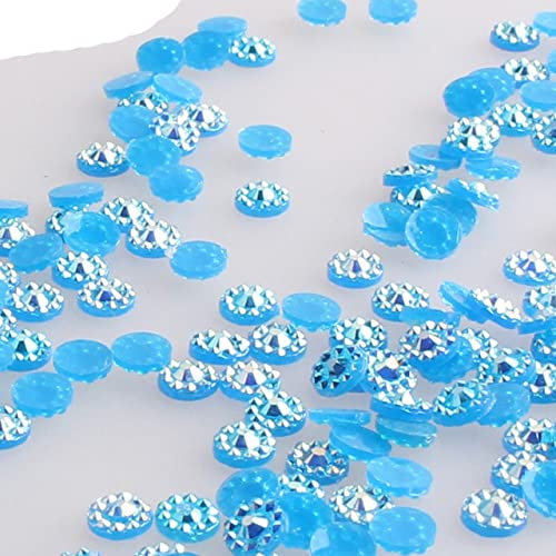 Flatback Kleber auf Harz Strass Blumen Steine und Kristalle Nicht Hotfix Nagel Strass für Kleidung-Lake Blue,6mm,1000Stk