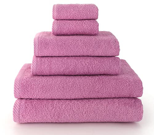 Top Towel - Combo - Große Badetücher - Badezimmerhandtücher - 2 Gesichts- oder Bidethandtücher + 2 Hand- oder Waschbeckenhandtücher + 2 Duschtücher - 100 % Baumwolle - Malve