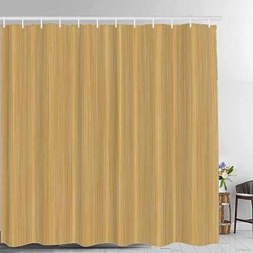 Batmerry Rideau de Douche en Bois de Bambou, Rideau de Douche à Rayures en Bambou, Rideau de Douche en Tissu imperméable pour Salle de Bain avec 182,9 x 182,9 cm.