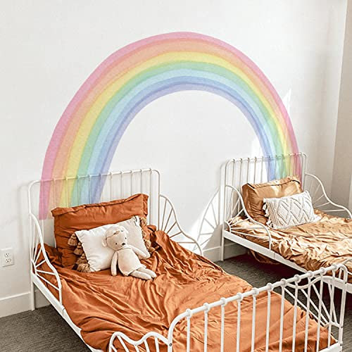 funlife Wandtattoo Regenbogen Groß 192X112cm, Selbstklebend Pastell Regenbogen Wand Kinderzimmer, Fabric Regenbogen Wandtatto für Babyzimmer Schlafzimmer