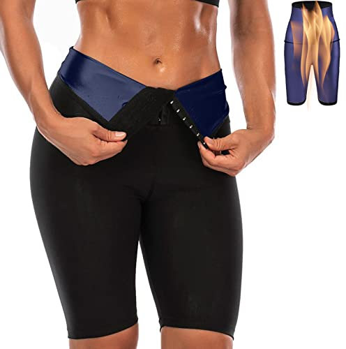 Merlvida Shorts Schwitzhose zum Abnehmen Sauna Sporthose Damen Hose Kurz Hot Thermo Sweat Hosen Schwitz Leggings High Waist Bauch Weg Sportleggins Schwitzen Body Shaper Jogginghose für Gym Laufen Yoga