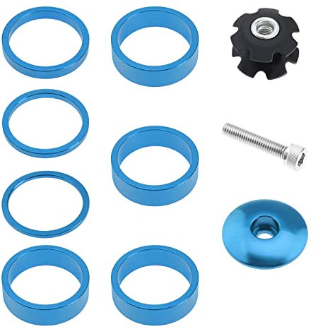 eMagTech Lot de 10 entretoises de Rechange pour Casque de vélo avec vis et Griffe pour Fourche Avant de 28,6 mm, Bleu