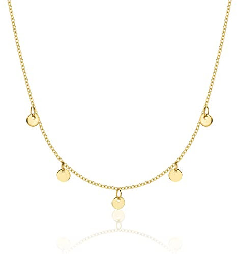 Orovi Damen Goldschmuck, Gold Kette mit hängende Plättchen, Collier 9 Karat (375) Gelbgold 42 cm