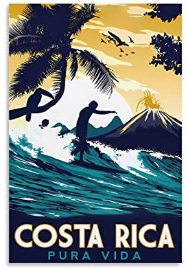 ROBLUX Costa Rica Pura Vida Vintage-Reiseposter, See, 30 x 45 cm, Wandkunstdruck, Leinwand-Kunst-Poster, modernes Familienschlafzimmer-Dekor-Poster