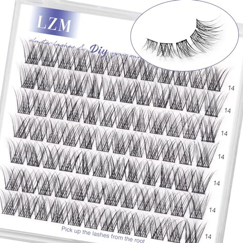LZM Einzelne Wimpern Fake Lashes 14mm C Curl Falsche Wimpern Natürlicher Look Künstliche Wimpern Weich DIY Cluster Wimpern Einzeln Natürliche Wimpern (Moon-14mm)