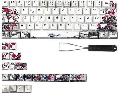 CherryProfile Keycaps Allemand Français Espagne Japonais Anglais DyeSub Keycaps PlumBlossom 80 Touches CherryProfile Keycaps Plum Blossom Keycaps Qwertz Azerty Clavier Touches 80 Touches Keycap PBT