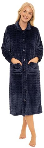 Suzy & Me Vestaglia da donna in morbido pile goffrato, con bottoni, Marina Militare, 20-22