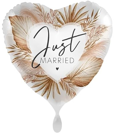 Herz-Folienballon * JUST MARRIED * als Deko oder Geschenkdeko für die Hochzeit | Größe: 43cm | Luftballon Ballon Vermählung Verlobung