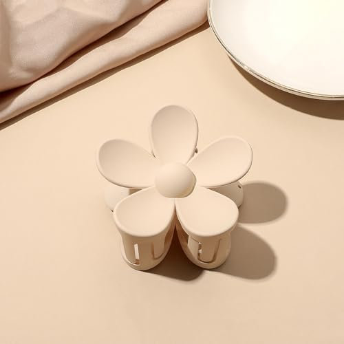1 pince à cheveux en forme de fleur pour femme - En plastique antidérapant - Pour femme et fille - Pour un port quotidien - Beige