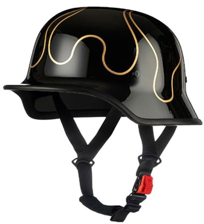 Tedesco Casco Mezzo Guscio Moto,Vintage Caschi Aperto Jet Caschi Casco A Scodella Motorino Mezzo Elmetto da Moto Retrò,DOT/ECE Approved Mezzo Casco Moto Uomo Donna K,L