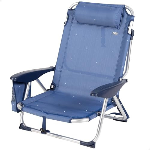 AKTIVE Strandstuhl, zusammenklappbar und neigbar, 5 Positionen, Marineblau, Maße 51 x 45 x 76 cm, max. Gewicht 110 kg, Material Aluminium, Kippschutz, Strandstühle (62290)