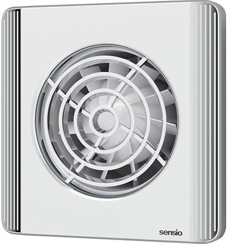 Sensio Layci Chrome Bathroom Ventilation Fan with Automatic Timer, For Ventilation in Bathroom and Toilet Against Moisture and Mould, Mounting to Ceilings and Walls