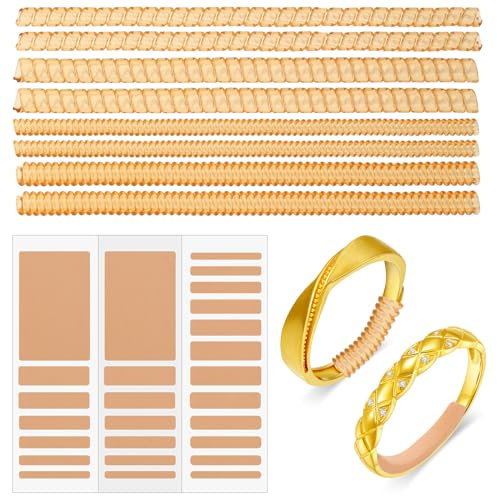 Amaxiu Unsichtbarer Ringgrößenversteller für lose Ringe, 46 Stück, Spiralringversteller passend für breite Ringe Schmuck Spiralringspanner Abstandshalter Ringschutz Resizer (Gold)