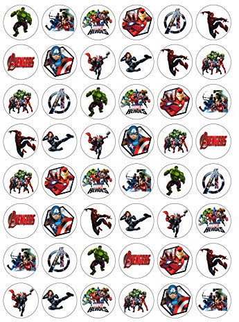 48 Muffin & Cupcake Aufleger vorgestanzt Fondant Kompatibel mit The Avengers Nr. 5