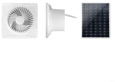 Sileduove Ventilador de escape con energía solar, 12 V para marco de ventana, ventilador de pared, ventilador de salida de bajo consumo, alta velocidad (8 pulgadas)