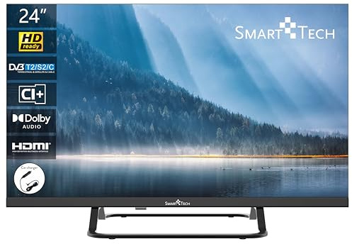 Smart Tech TV LED HD 24 (60 cm) Chargeur de véhicule 12v fourni 24HN01VC, HDMI, USB, Résolution: 1366 * 768, modèle 2024
