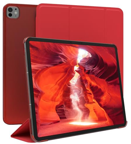 EAZY CASE - Funda Protectora para iPad Pro 13 (2024) Smart Cover Tablet Smartcase de pie Funda abatible con función de pie Función Sleep Wake Up Piel sintética Rojo