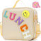 Kiswleon Insulated Lunch Bag Girls,Reusable Lunch Bags for Women Teen with Adjustable Shoulder Strap,Cute Smiley Girls Lunch Box,Leakproof Lunch Bag Kids for Womens,Teenage,Childrens (White)