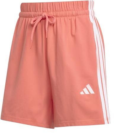 adidas Damen Essentials 3-Stripes Cotton Shorts, semi Turbo/White, L