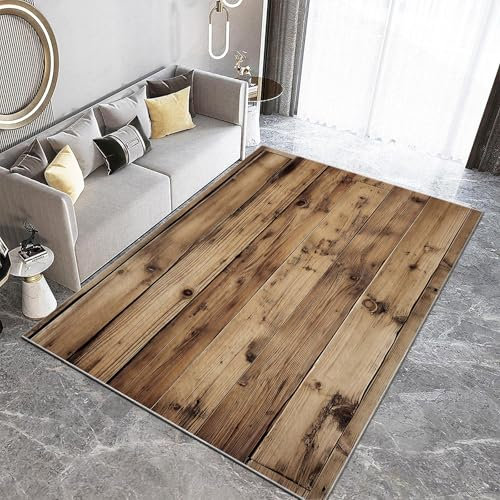 Generisch Teppich Hölzerner Wandbeschaffenheitshintergrund rutschfest Waschbar Teppich,120 x 170 cm Druck Teppich für Dekoration Schlafzimmer Kinderzimmer Wohnzimmer Kurzflor Bräunen Teppich