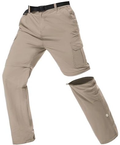 Lufebut Wanderhose Herren Zip Off Sommer, Abnehmbar Trekkinghose Outdoorhose mit 5 Taschen, Atmungsaktiv Schnell Arbeit Hosen Trockend Funktionshose Softshellhos（Empfohlen: eine Größe größer wählen）