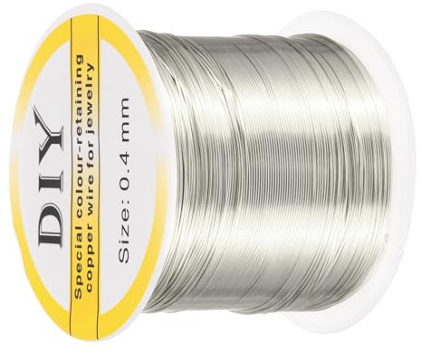 sourcing map 0.4mm/26 Gauge Copper 1 Roll (Silver)-100m | Wire for Jewelry Making,Craft Tarnish Resistant Beading Wire for Jewelry Making Supplies DIY