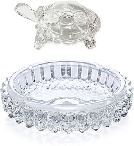 SWACRAFT Feng Shui Kristallschildkröte Figur mit Teller, dekoratives Schildkröten-Schaustück für Zuhause, Büro, Schildkröte mit Teller für Feng Shui und Vastu | Viel Glück Kristallschildkröte mit