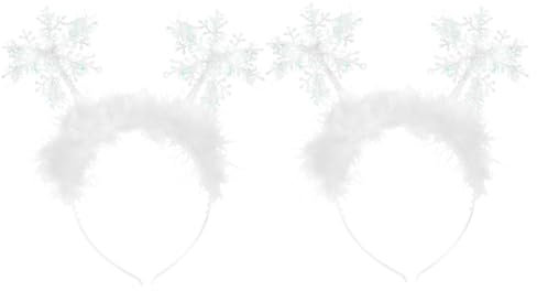 IWOWHERO 2stücke Weißer Schneeflocken Haarreif Weihnachtsdeko Festlich Langlebig Für Party Cosplay Damen Mädchen Zubehör Weihnachten Haarband